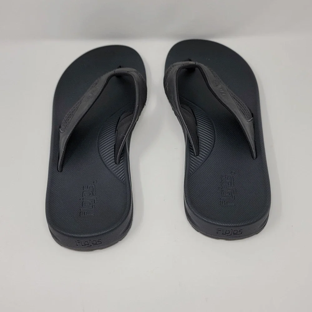 FloJos Flip Flops Sandals Black Artisan Memory Foam Mens Size 12 Slip on Comfort